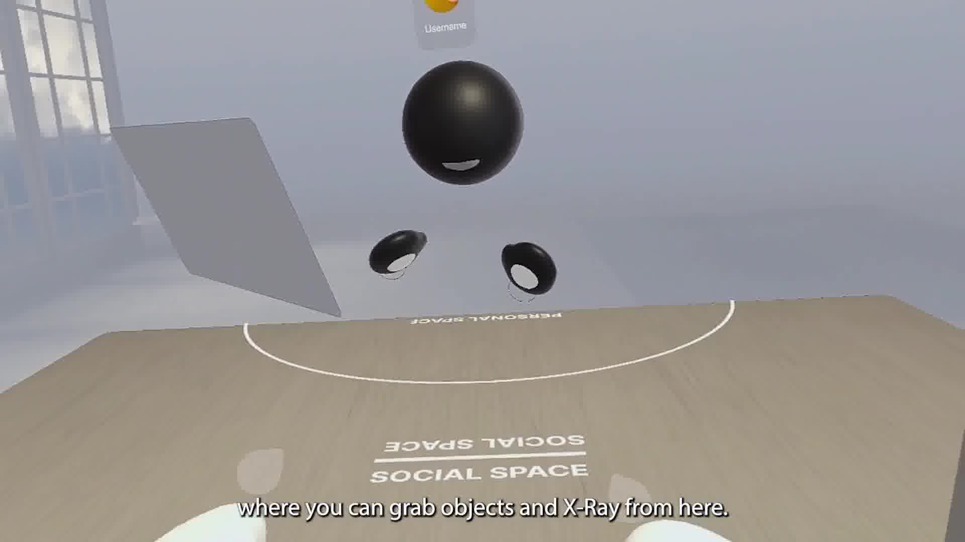 A video game with a black ball and some speakers