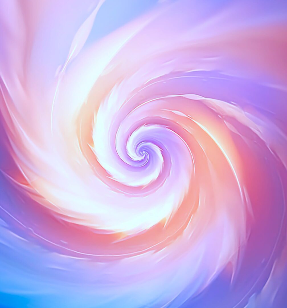 A spiral of light blue and pink colors.